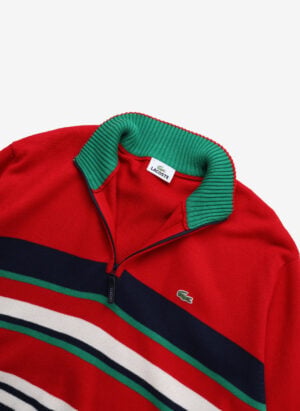 Vintage Lacoste Strick Quarter-Zip gestreift