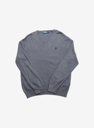 Vintage Polo Ralph Lauren V-Neck Sweater grau