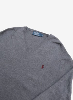Vintage Polo Ralph Lauren V-Neck Sweater grau