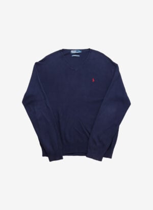 Vintage Polo Ralph Lauren V-Neck Sweater navy