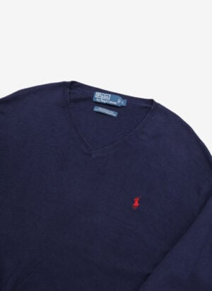 Vintage Polo Ralph Lauren V-Neck Sweater navy