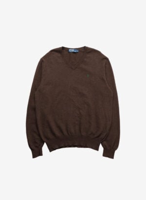 Vintage Polo Ralph Lauren V-Neck Merino Pullover braun
