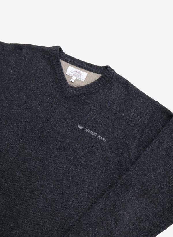 Vintage 90s Armani Jeans V-Neck Wollpullover