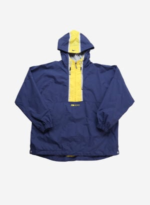 Vintage 90s Nike Half-Zip Windbreaker blau-gelb