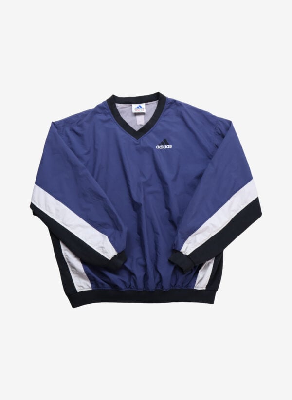 Vintage 90s Adidas Pullover Windbreaker dunkelblau