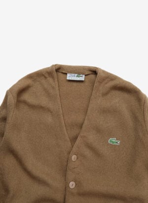 Vintage 80s Chemise Lacoste Cardigan hellbraun