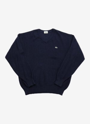 Vintage Lacoste V-Neck Wollpullover navy