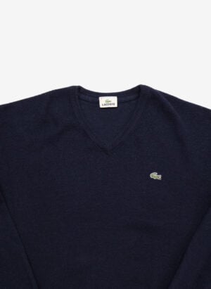 Vintage Lacoste V-Neck Wollpullover navy