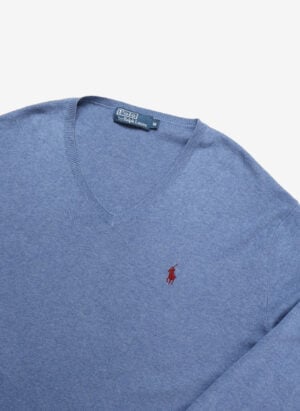 Vintage Polo Ralph Lauren V-Neck Sweater blau