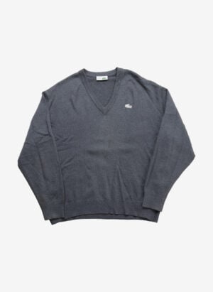 Vintage 80s Chemise Lacoste V-Ausschnitt Pullover grau