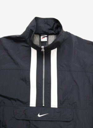 Vintage 90s Nike Half-Zip Windbreaker Pullover schwarz