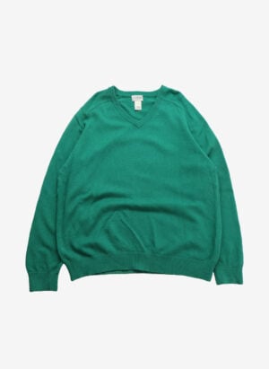 Vintage L.L.Bean Lambswool V-Neck Strickpullover grün
