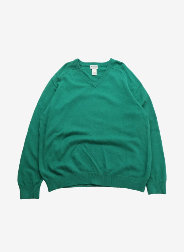Vintage L.L.Bean Lambswool V-Neck Strickpullover grün