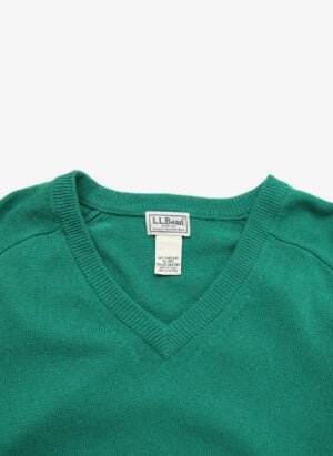 Vintage L.L.Bean Lambswool V-Neck Strickpullover grün