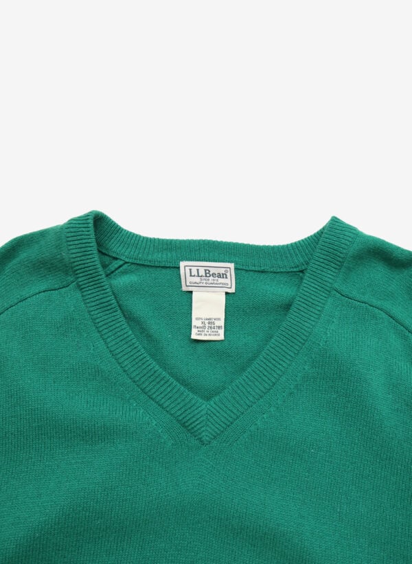 Vintage L.L.Bean Lambswool V-Neck Strickpullover grün