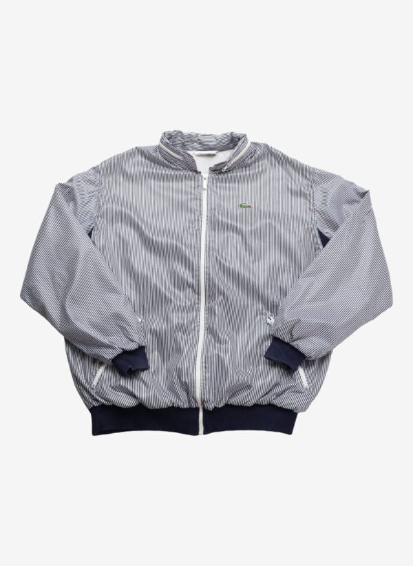 Vintage 80s Chemise Lacoste Windbreaker gestreift navy weiß