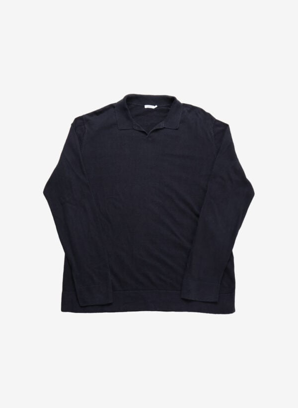 Filippa K Poloshirt Strick Longsleeve schwarz