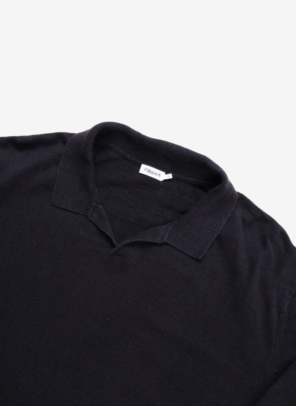 Filippa K Poloshirt Strick Longsleeve schwarz