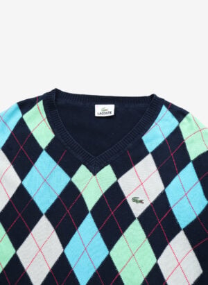 Lacoste Argyle V-Neck Strickpullover navy