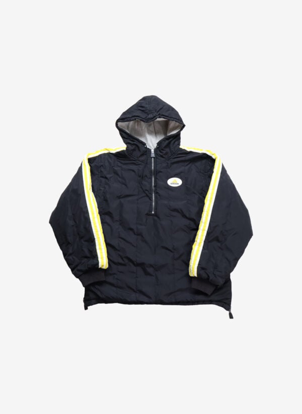 Vintage 90s Adidas Reversible Half-Zip Pullover schwarz-grau