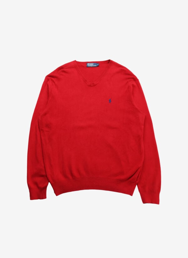 Polo Ralph Lauren Pima Cotton V-Neck Strickpullover rot