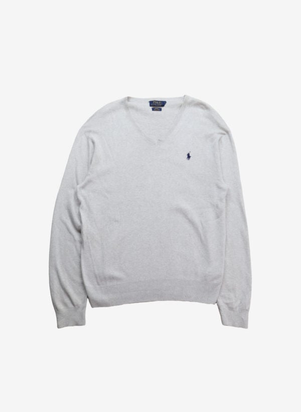 Polo Ralph Lauren Slim-Fit V-Neck Strickpullover hellgrau