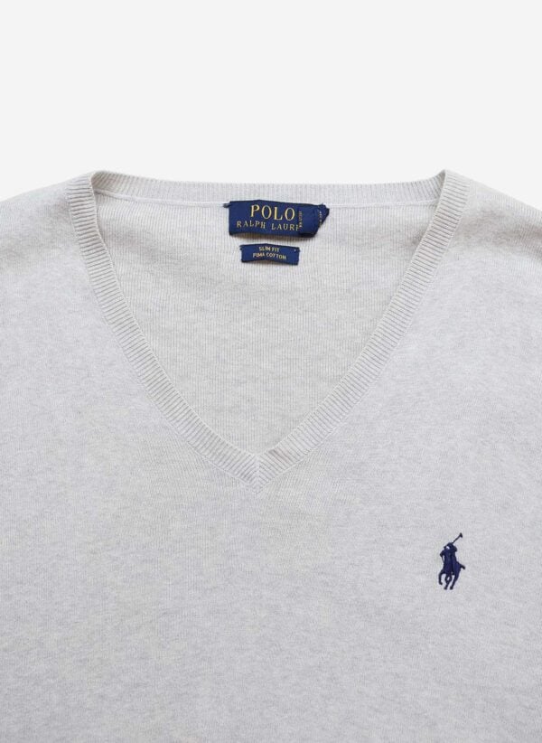 Polo Ralph Lauren Slim-Fit V-Neck Strickpullover hellgrau