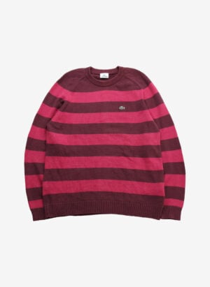 Vintage Lacoste Strickpullover gestreift pink bordeaux