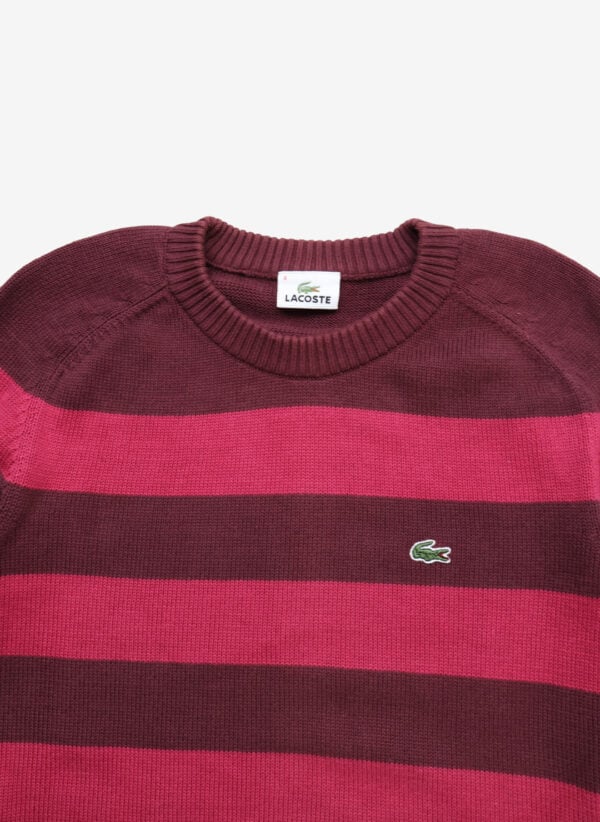 Vintage Lacoste Strickpullover gestreift pink bordeaux