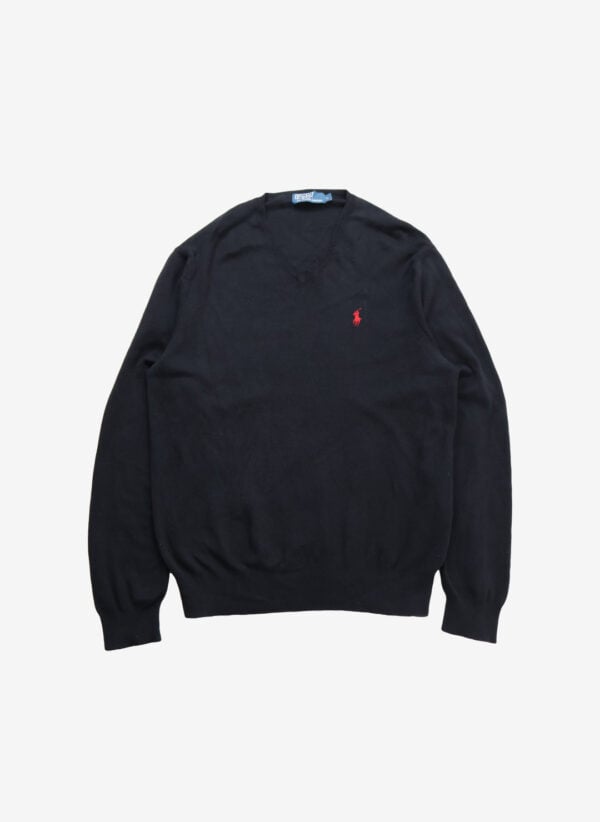 Vintage Polo Ralph Lauren V-Neck Pullover schwarz