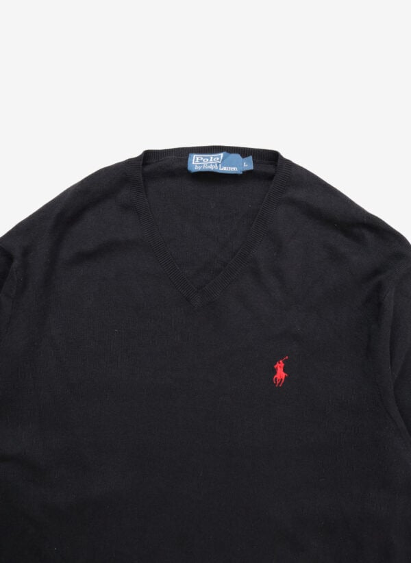 Vintage Polo Ralph Lauren V-Neck Pullover schwarz
