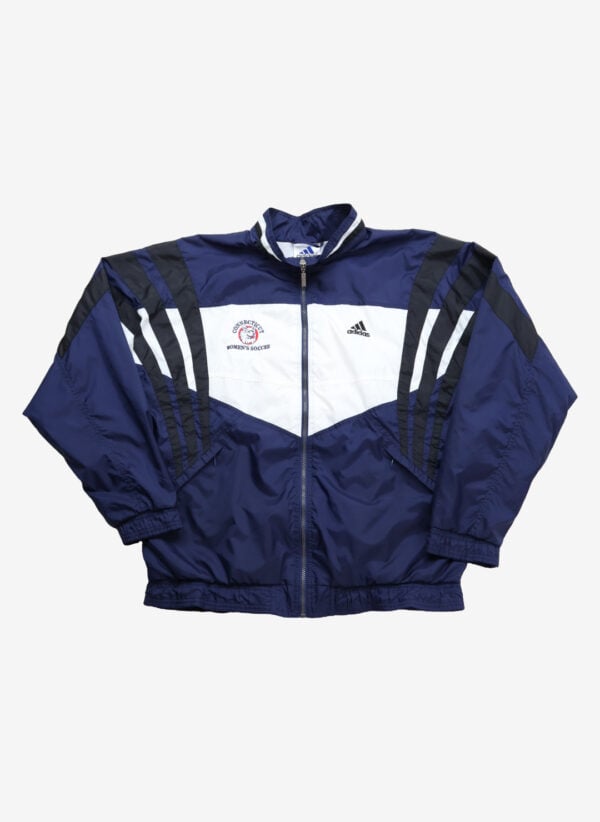 Vintage 90s Adidas Connecticut Women's Soccer Trainingsjacke navy weiß