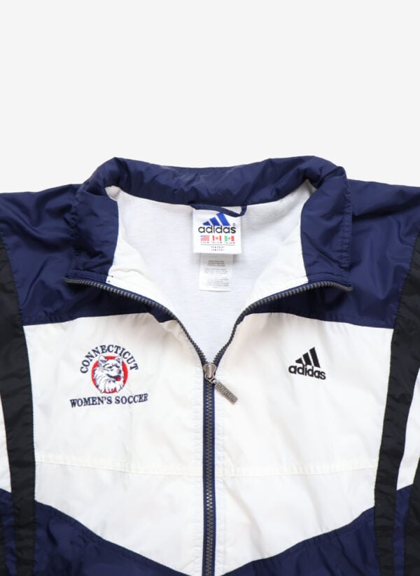 Vintage 90s Adidas Connecticut Women's Soccer Trainingsjacke navy weiß