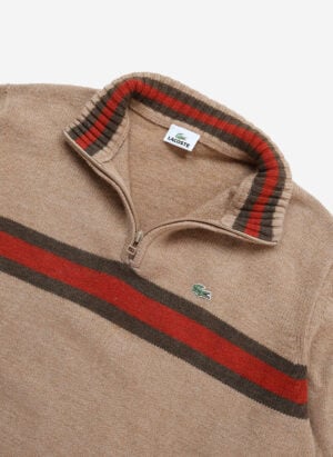 Vintage Lacoste Wollpullover Quarter-Zip beige