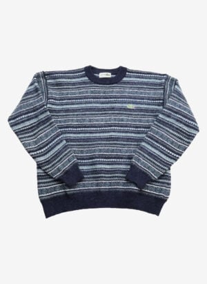 Vintage 80s Chemise Lacoste Wollpullover blau gestreift