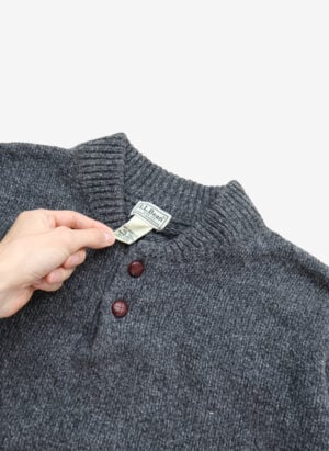 L.L.Bean Wollpullover mit Knopfleiste grau