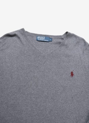 Vintage Polo Ralph Lauren V-Neck Pullover grau