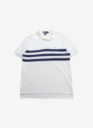 Vintage 90s Polo Ralph Lauren Poloshirt weiß gestreift