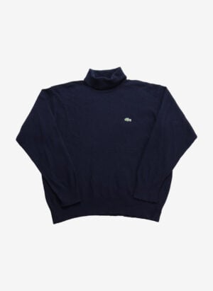 Vintage 90s Lacoste Wollpullover Rollkragen navy