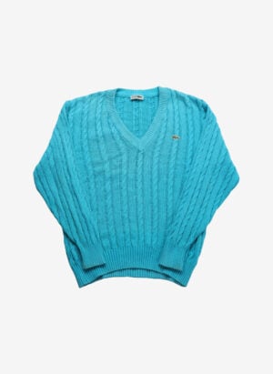 Vintage 80s Chemise Lacoste Cable V-Neck Strickpullover türki