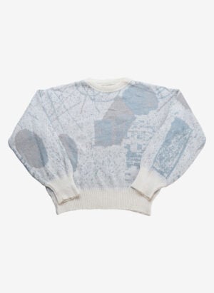 Vintage 80s Bruno Antogni Strickpullover creme hellblau