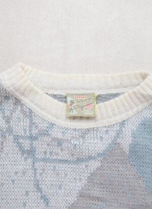 Vintage 80s Bruno Antogni Strickpullover creme hellblau