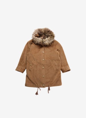 Max Mara Damen Wollmantel mit Fellkapuze camel