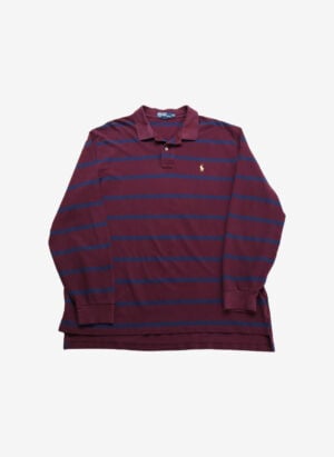 Vintage 90s Polo Ralph Lauren Longsleeve Poloshirt gestreift bordeaux