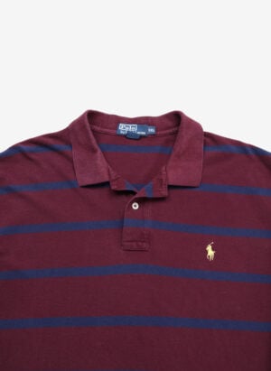 Vintage 90s Polo Ralph Lauren Longsleeve Poloshirt gestreift bordeaux