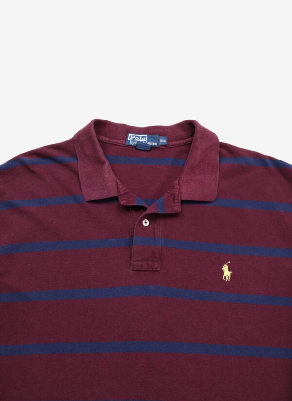 Vintage 90s Polo Ralph Lauren Longsleeve Poloshirt gestreift bordeaux