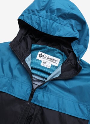 Vintage Columbia Damen Windbreaker Jacke Packable petrol schwarz