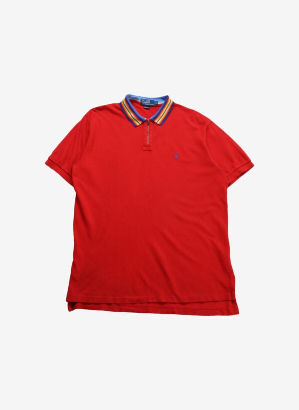 Vintage 90s Polo Ralph Lauren Half-Zip Poloshirt rot