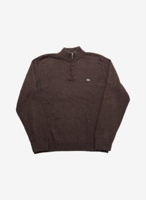 Vintage Lacoste Half-Zip Strickpullover braun