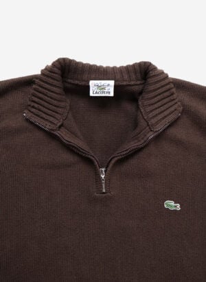 Vintage Lacoste Half-Zip Strickpullover braun